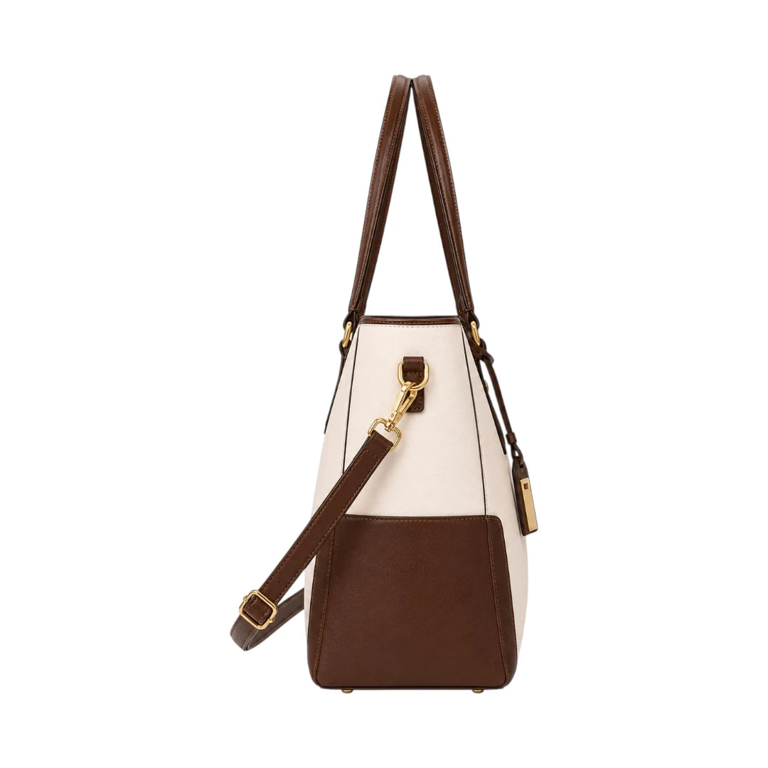 Laguna Handbag Ivory Two Tone Contrast Panel Tote Bag for Women