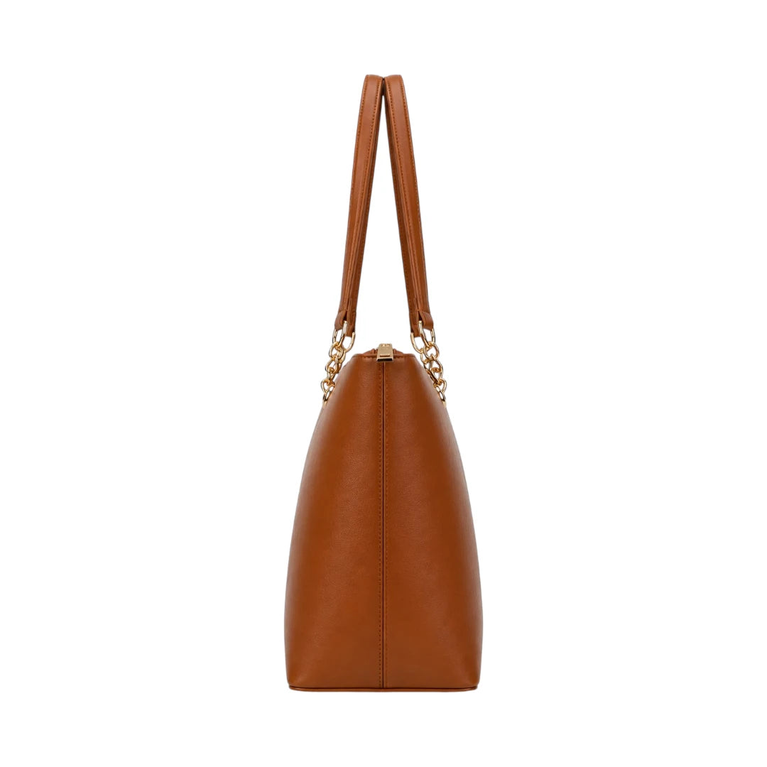 Laguna Handbag Brown Chain Accent Tote Bag for Women