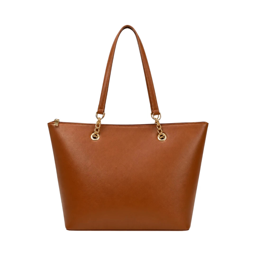 Laguna Handbag Brown Chain Accent Tote Bag for Women