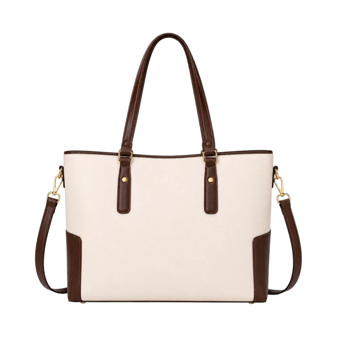 Laguna Handbag Ivory Two Tone Contrast Panel Tote Bag for Women