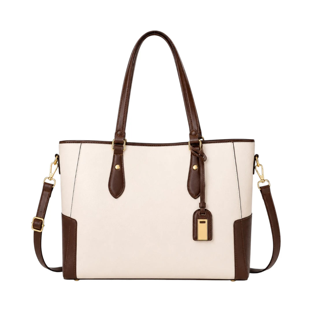 Laguna Handbag Ivory Two Tone Contrast Panel Tote Bag for Women