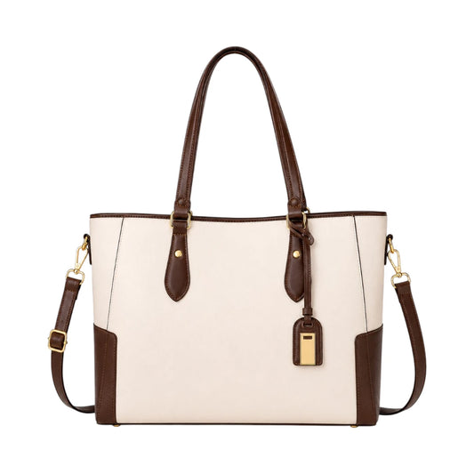 Laguna Handbag Ivory Two Tone Contrast Panel Tote Bag for Women